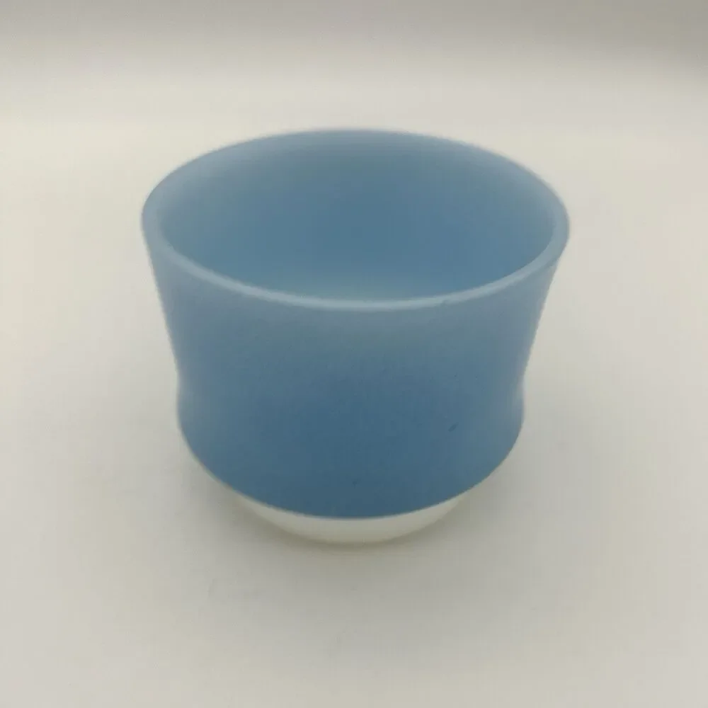 Vintage Fire-King Blue Mosaic Sugar Bowl & Creamer Set w/Lid Milk Glass